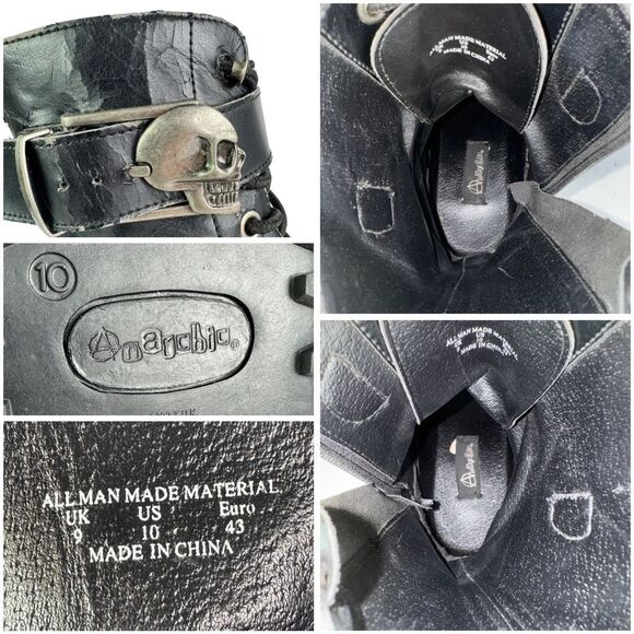 Tuk Anarchic Vintage Y2K Skull Chunky Platform Combat Boots Cybergoth Goth Sz 10 - Picture 11 of 12